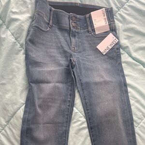 Nine West Women's Blue Jeans wide banded mid rise